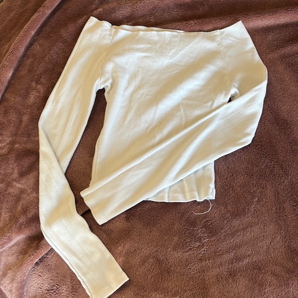 Brandy Melville White Off the Shoulder Long Sleeve